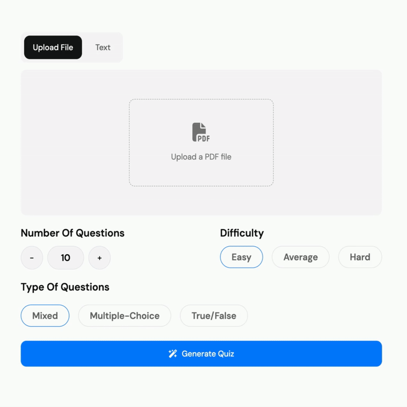 PDF upload interface